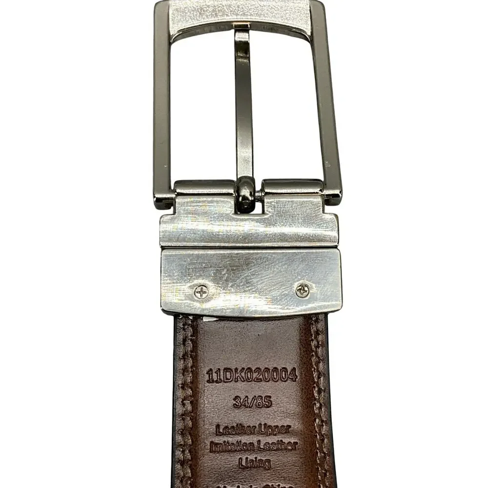 Dockers Reversible Black/Brown Leather Brushed Nickel Buckle Belt Men 30” - 36”